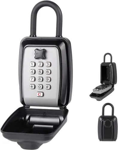 Caja de Seguridad para Llaves, Caja de Almacenamiento de Llaves de Gran Capacidad con Anillo para Colgar, Combinación de Teclado de 12 Dígitos,