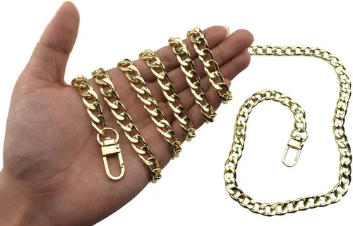 Miniatura 11 de HAHIYO Correa metálica de cadena para bolso de 43.3' de oro para bolso cruzado, bandolera y bolso de mano, cómoda y plana de 0.4' de ancho, extra