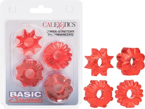 California Exotic Novelties Basic Essentials - Potenciadores de Tpr súper elásticos, color rojo