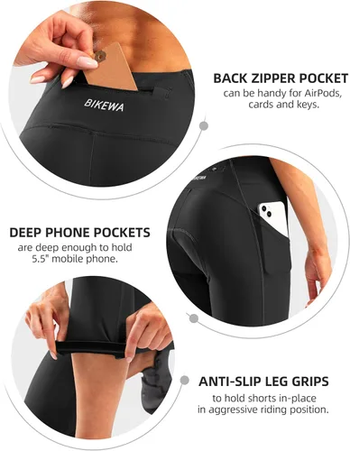 Miniatura 5 de Pantalones de ciclismo acolchados 4D para mujer, pantalones cortos de ciclismo de cintura alta, capris de bicicleta 34, mallas de ciclismo