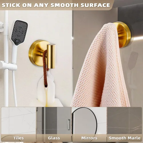 Miniatura 3 de Ganchos de ventosa para ducha - Ganchos reutilizables para baño para toallas, batas y lofa - Montaje sin taladro en cocina, paredes, metal, vidrio