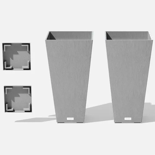 Miniatura 24 de Veradek V-Resin - Macetero cónico para interiores y exteriores, paquete de 2 (26 pulgadas, gris)