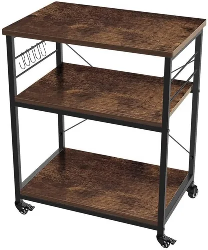 AZ L1 Life Concept Mesa auxiliar de cocina con 3 niveles para horno de microondas, estación de trabajo con ruedas, 23.7 pulgadas