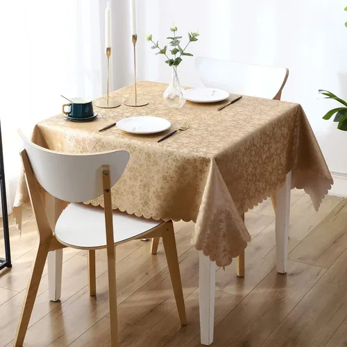 Miniatura 82 de Smiry Mantel cuadrado, mantel de vinilo resistente al agua, lavable, para cocina y comedor (azul bebé, 54 x 54 pulgadas)