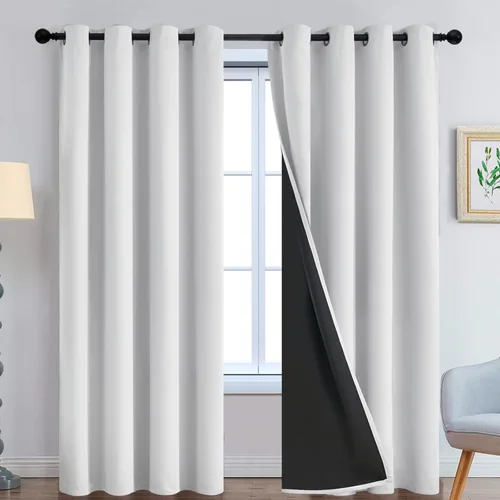 Yakamok Cortinas 100% Opacas de 84 Pulgadas de Largo, 2 Capas Gruesas que Bloquean el Calor y Toda la Luz, Cortinas con Aislamiento Térmico Suaves