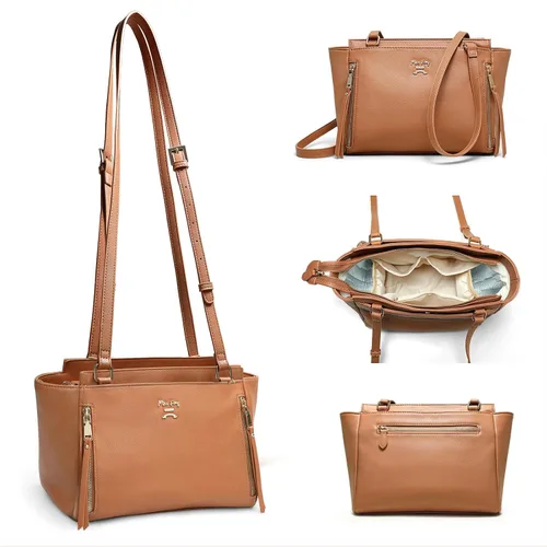 Miss Fong - Bolso pequeño cruzado para pañales, bolsos cruzados para pañales, bolso para pañales con 7 bolsillos, 2 bolsillos aislados y correa de