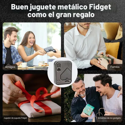 Miniatura 6 de Deslizador de Dedos, Carta de Póker de Metal, Clicker de Dedos, Juguetes de Dedos para Adultos, Alivian el Estrés, la Ansiedad, el TDAH, Regalo