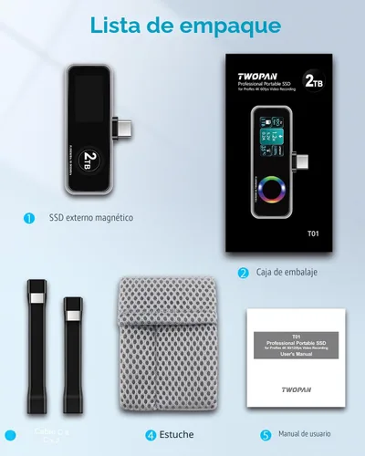 Miniatura 8 de TWOPAN - SSD portátil magnético para iPhone para grabación de video ProRes 4K 60fps, 1TB de almacenamiento externo super para iPhone 17/16 Pro/Pro