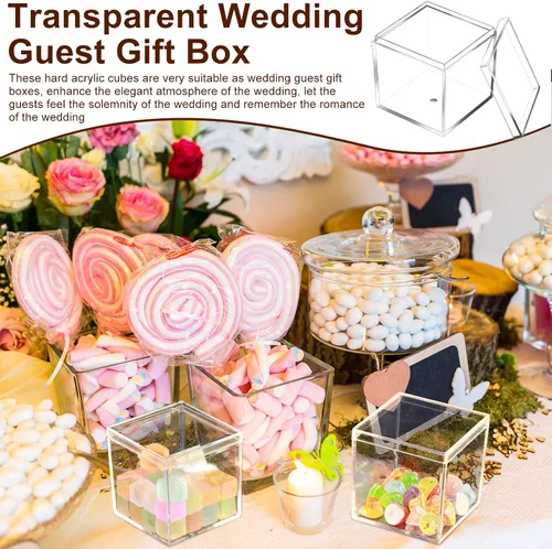 Miniatura 7 de Tuanse 40 Piezas Cajas de Acrílico con Tapa Caja de Acrílico Pequeña Transparente Cubo Cuadrado de Plástico con Tapa Mini Contenedores Display 2.2 x