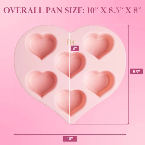 Miniatura 6 de Paris Hilton Molde de silicona con forma de corazón, molde antiadherente en forma de corazón, apto para horno para pasteles, brownies y postres, 6