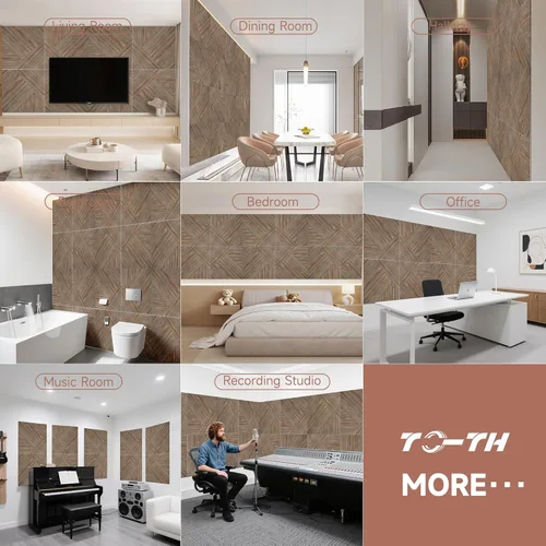 Miniatura 8 de TO-TH Paneles Acústicos para Pared y Techo - Paquete de 6 de 2'x2'x0.4", Paneles de Pared Decorativos Autoadhesivos con Impresión UV 3D con Aspecto
