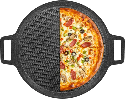 Acero antiadherente para pizza grabado con láser, sartén para pizza de acero híbrido de 3 capas con núcleo de aluminio, mejor conductividad térmica