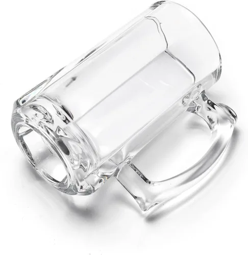 Miniatura 4 de Juego de 2 tazas de cerveza pesadas, tazas de vidrio de 12.5 onzas con asa, vasos de cerveza para congelador, vasos de cerveza de 12.5 fl oz, jarra