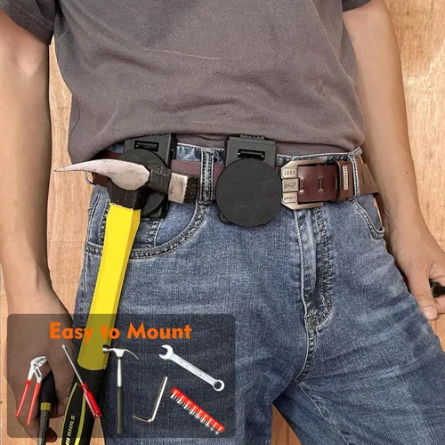 Miniatura 5 de MUTUACTOR Clip de cinturón para herramientas, soporte magnético resistente para cinturón, accesorios de cinturón de herramientas con clips