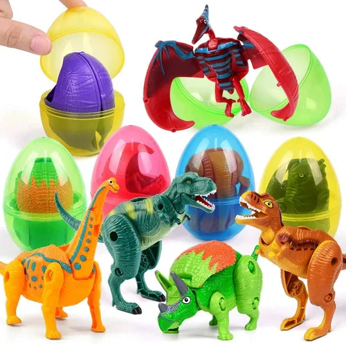 OCATO Huevos de Pascua rellenos de juguetes de dinosaurio, huevos de dinosaurio deformación gigantes, rellenos de huevos de Pascua, rellenos de