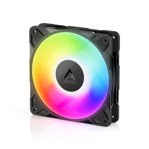 ARCTIC P12 Pro A-RGB - Potente ventilador premium, ventilador PWM de 120 mm con divisor de cable Y, 600-3000 RPM, 0 RPM <5% PWM, RGB digital de 5V,