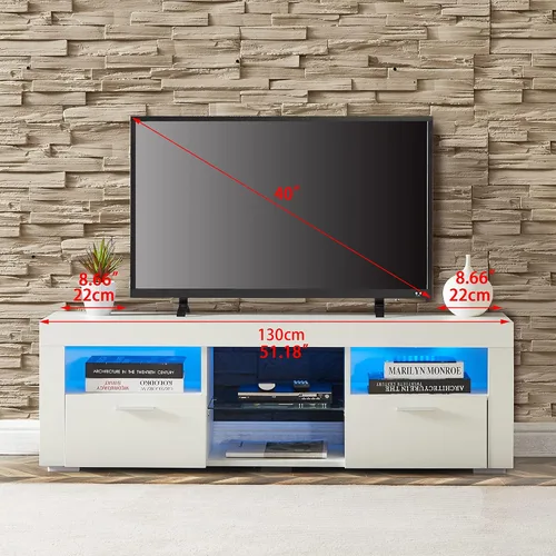 Miniatura 3 de Soporte de TV LED para consolas multimedia, estante de exhibición con estante abierto y cajones, soporte de TV moderno para televisores