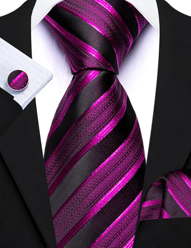 Miniatura 306 de Barry.Wang Juego de corbatas para hombre, corbata de seda a rayas, tejido a cuadros, gemelos formales, negocios, boda