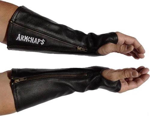 Miniatura 10 de Arm Chaps Mangas Protectoras de Cuero Protector de Brazo - Previene Cortes, Arañazos y Moretones - Ideal para Jardinería y Construcción., Marrón, XL