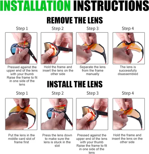 Miniatura 8 de X-TIGER Gafas de sol polarizadas para deportes con 5 lentes intercambiables, gafas de ciclismo para hombres y mujeres, para béisbol, correr, pesca