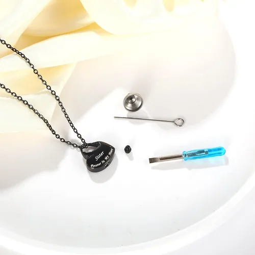 Miniatura 5 de VIUJUH Cremation Urn Necklace for AshesForever In My Heart Carved LocketStainless Steel Keepsake Urn JewelryWaterproof Memorial Pendant for Mom