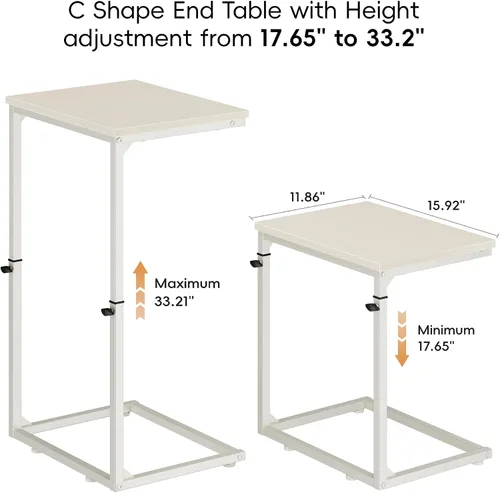 Miniatura 3 de Vagusicc C Shaped End Table for Couch, 33.2'' Tall C Table Adjustable Height Side Table, Small Side Table for Small Spaces, Couch Tables that Slide