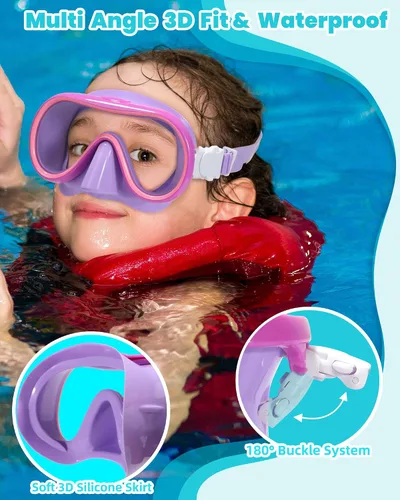 Miniatura 4 de Seago Paquete de 2 gafas de natación con cubierta nasal, gafas de natación para niños de 6 a 14 años, niñas, niños, jóvenes, gafas de natación
