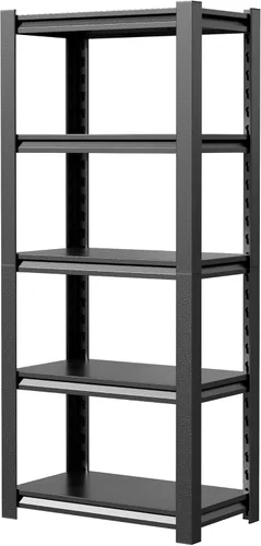 Miniatura 9 de JHYKHG Estantes de almacenamiento de 63 pulgadas de alto, estantería de garaje resistente de 5 niveles, estantería ajustable, estante de metal