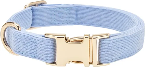 Miniatura 20 de Collar de perro de corduroy suave con hebilla de metal de alta calidad, para perros medianos. (Blanco, Mediano: 12-19")
