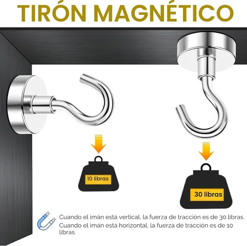 Miniatura 5 de DIYMAG - Ganchos magnéticos fuertes y resistentes, 25 libras de capacidad, para crucero, aula, refrigerador, cabañas, parrilla, cocina, garaje, Plata