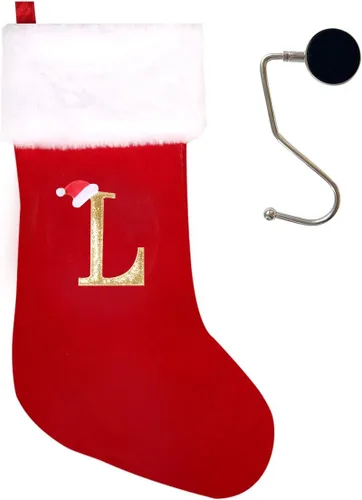 Miniatura 85 de Medias de Navidad de 20 pulgadas con monograma, letras, medias súper suaves grandes de Navidad, medias de monograma rojo para Navidad, regalo