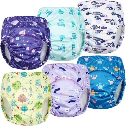 Miniatura 8 de MooMoo Baby Ropa interior de entrenamiento de plástico, pantalones de goma a prueba de fugas para entrenamiento para ir al baño para niños y niñas