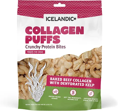 Miniatura 10 de Icelandic+ Colágeno Puffs: Colágeno de carne al horno con piel de bacalao, 2.5 onzas, golosinas para perros medianos y grandes, bocadillos
