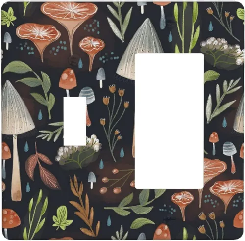 Miniatura 116 de Cubierta decorativa para interruptor de luz, diseño de pájaros y flores florales en blanco y negro, 2 bandas, cubierta decorativa para pared, placa