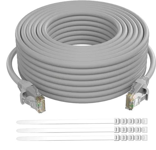 Miniatura 13 de Adoreen Cable de Ethernet Cat 6 de 30 pies - Blanco, cable de red RJ45 redondo y sin enganches para interiores y exteriores, POE, cable de parche