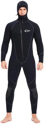 Traje de neopreno ultra elástico para hombre de 7 mm de neopreno, traje de buceo de cuerpo completo con cremallera frontal para invierno, cálido,