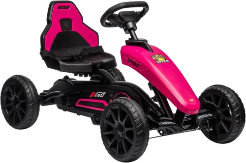 Miniatura 11 de Aosom Go Kart con pedal para niños, juguetes para montar al aire libre con eje oscilante, asiento ajustable, freno de mano, 4 ruedas que absorben