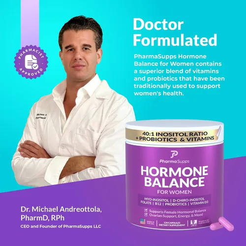 Miniatura 6 de Inositol+ Suplemento de equilibrio hormonal para apoyo de señalización metabólica y hormonal, el restablecimiento hormonal todo en uno para sentirse