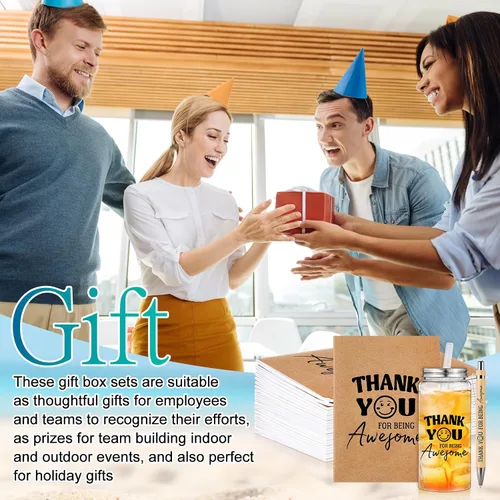 Miniatura 8 de Skylety 72 Piezas Regalos de Agradecimiento para Empleados a Granel 13.5oz Vasos Transparentes con Tapas Pajillas Cuadernos en Espiral Notas