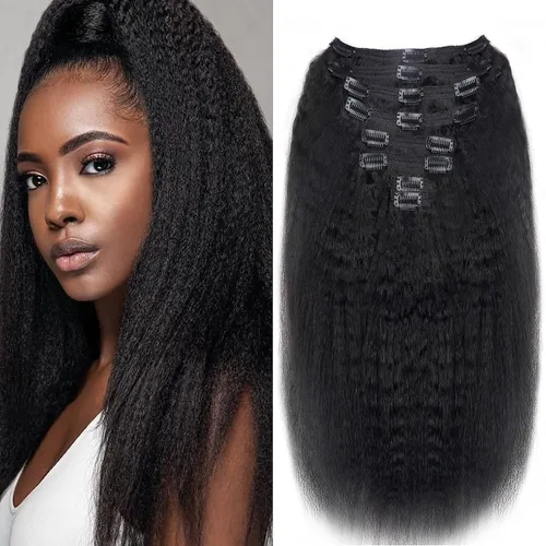 Miniatura 35 de Extensiones de cabello con clip de 12 pulgadas, rizado birmano, negro natural, extensiones de cabello con clip rizado birmano, cabello humano real