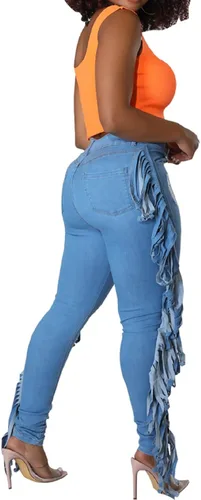 Miniatura 6 de SeNight Pantalones de mezclilla rasgados de cintura alta para mujer