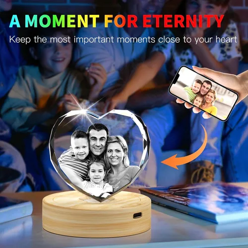Miniatura 7 de Foto de cristal 3D, regalos únicos personalizados con tu propia foto para él/ella, mamá, papá, mujeres, hombres, imagen grabada con láser 3D, imagen
