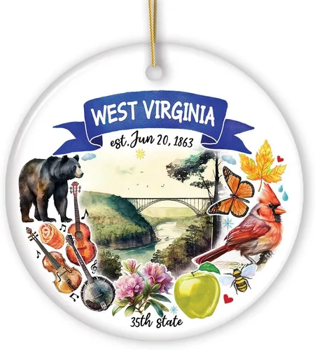 Miniatura 49 de Recuerdos coleccionables de cerámica de EE. UU. - Adornos navideños artísticos con temas y monumentos estatales de Tennessee
