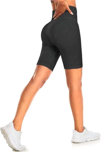 Pantalones cortos de entrenamiento intensify para mujer, pantalones cortos de ciclista de cintura alta para mujer, acanalados, sin costuras,