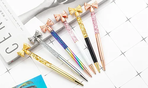Miniatura 6 de Gullor Paquete de 5 bolígrafos de metal con lazo pequeño, regalo con tinta negra, multicolor A