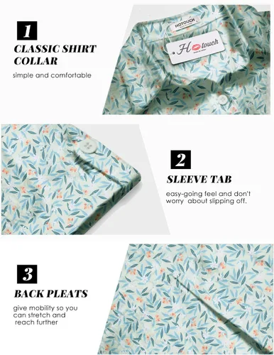 Miniatura 5 de HOTOUCH Camisa con botones para mujer, de algodón, de manga corta, cuello en V, con botones, para verano y playa