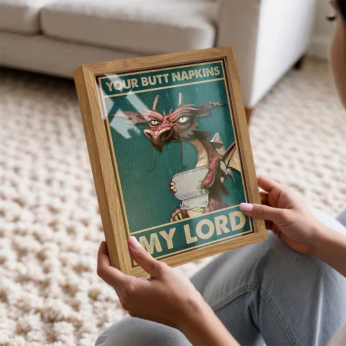 Miniatura 3 de Your Butt Napkins My Lord FRAMED - Decoraciones de dragón - Decoración gótica de baño - Decoración medieval - Divertido arte de pared de baño - Arte