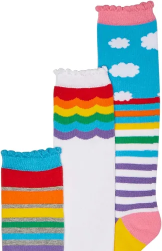 Miniatura 2 de Jefferies Socks Paquete de 3 pares de calcetines de arcoíris para niña, Arco iris