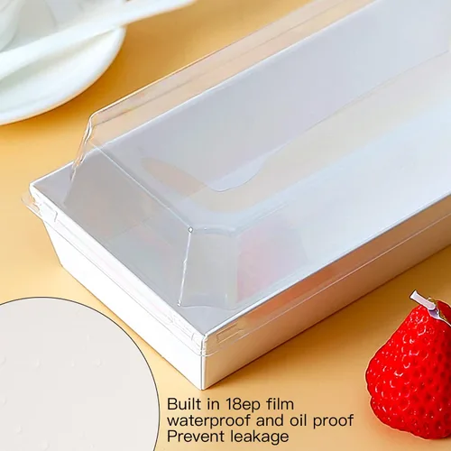 Miniatura 6 de Lainrrew 50 juegos de cajas para pasteles enrollados, cajas de papel para sándwiches de rollo suizo, cajas de charcutería, cajas de postre