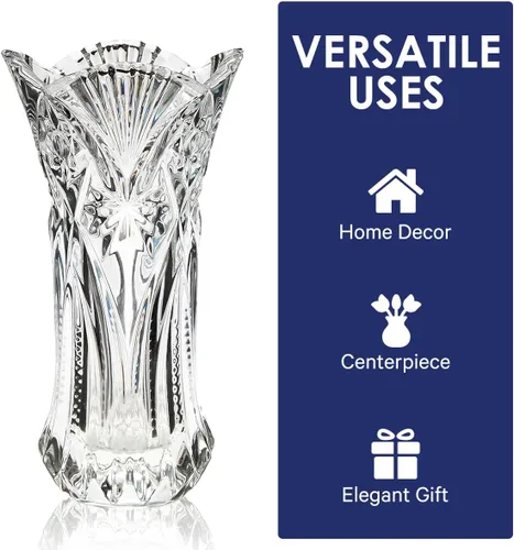 Miniatura 9 de CS - Jarrón de cristal de 12 pulgadas de alto, diseño de col, para flores y decoración. Bonita pieza brillante. Perfecto como regalo, adecuado